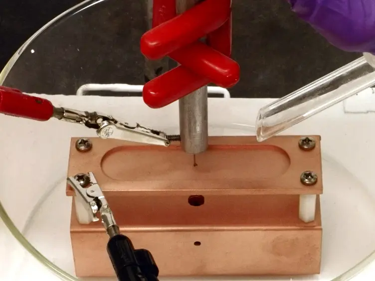 Electrochemical Etching and Characterization of Sharp Field Emission Points for Electron Impact Ionization